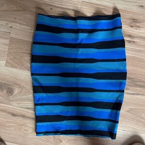 BCBGMaxAzria Blue and Black Striped Pencil Skirt